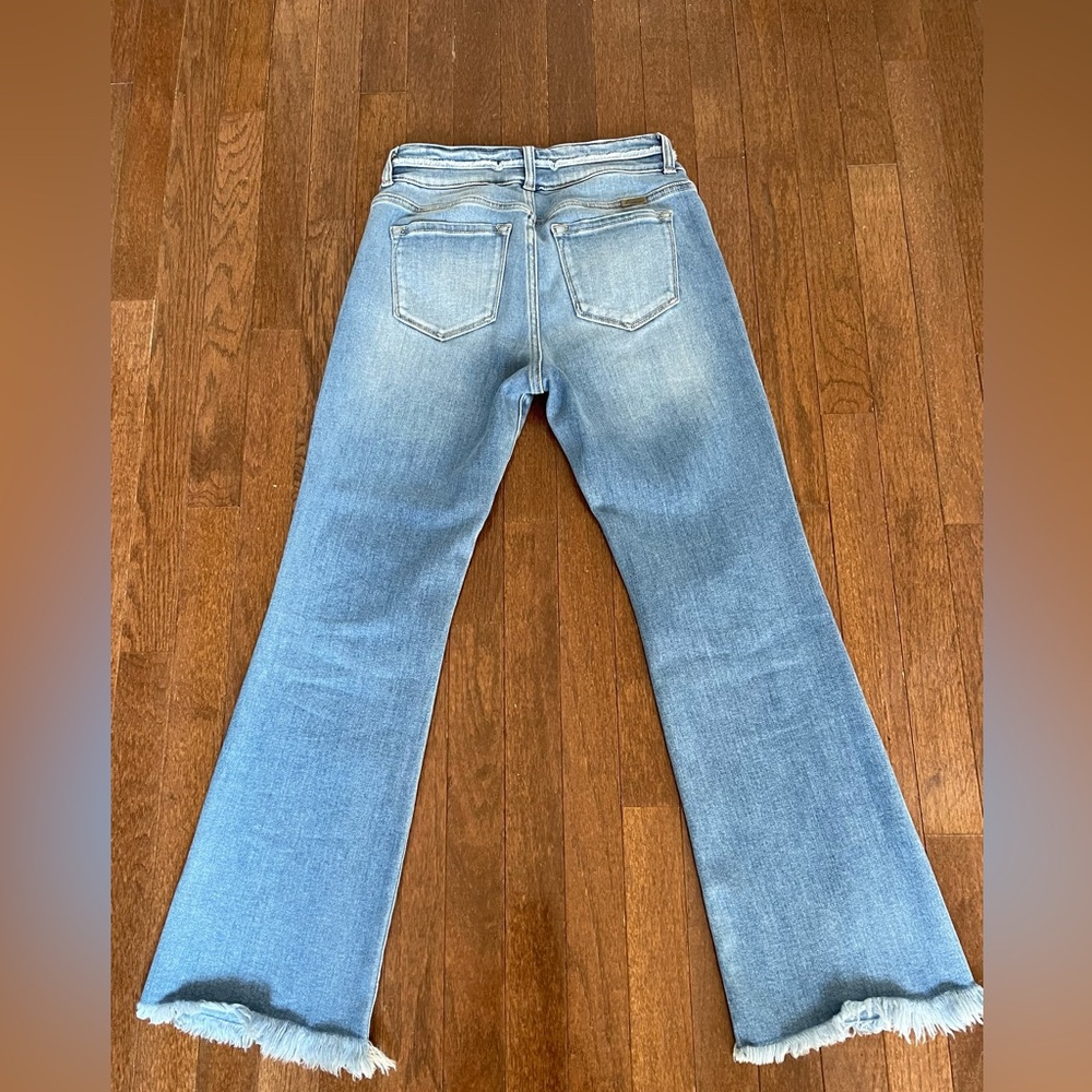 Frayed Hem High Rise Double Button Boot Cut Jeans… - image 3